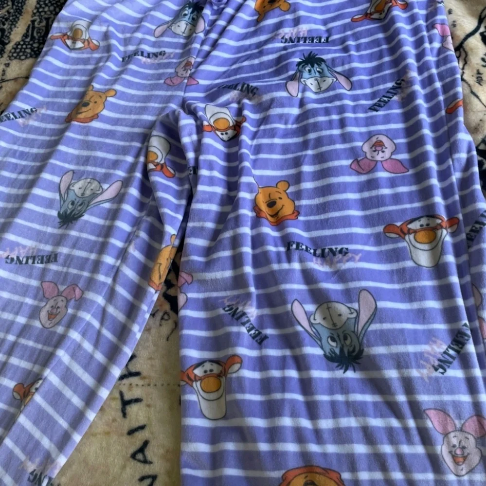 Disney Winnie The Pooh Size Large Purple Striped Pajama Pants Very Soft - Picture 5 of 11